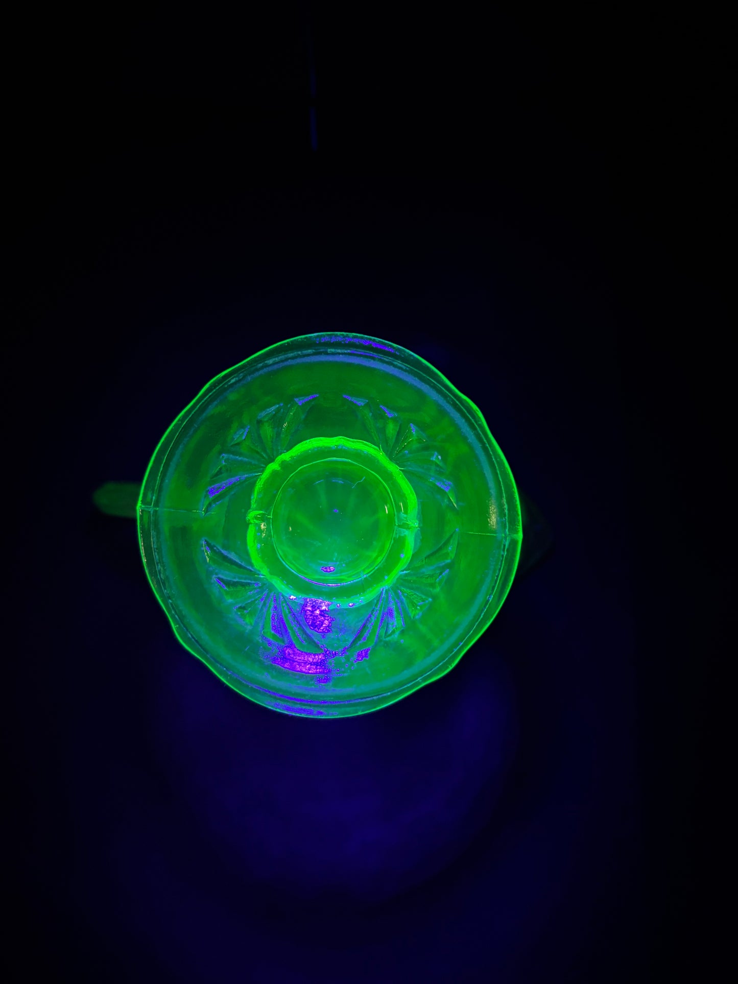 Hazel Atlas Royal Lace Green Uranium Glass Creamer Milk Jug Depression Glass