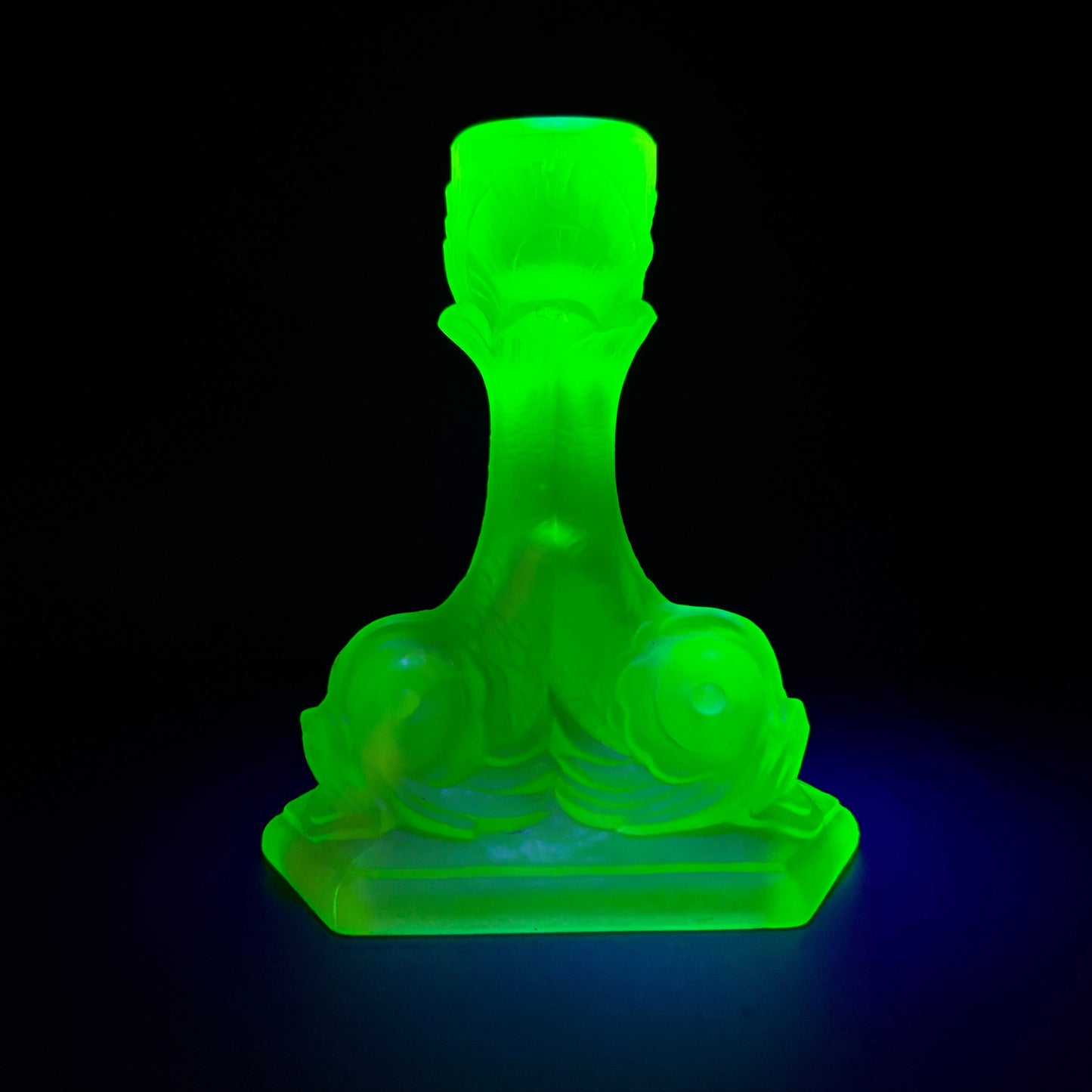Jobling Frosted Uranium Dolphin Candleholder