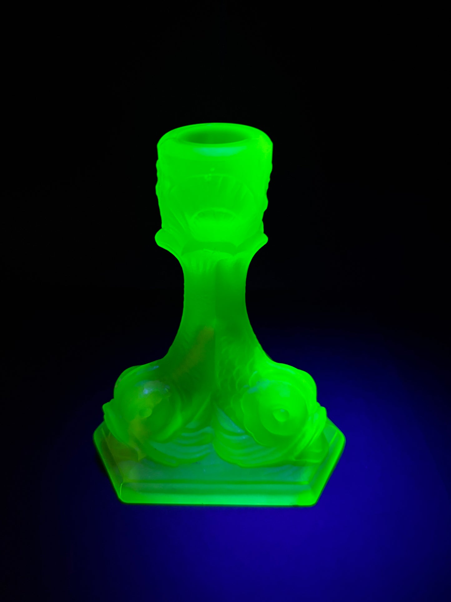 Jobling Frosted Uranium Dolphin Candleholder