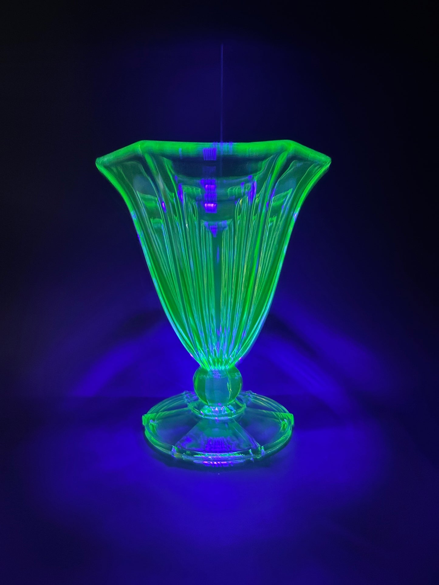 Art Deco Green Uranium Glass Vase