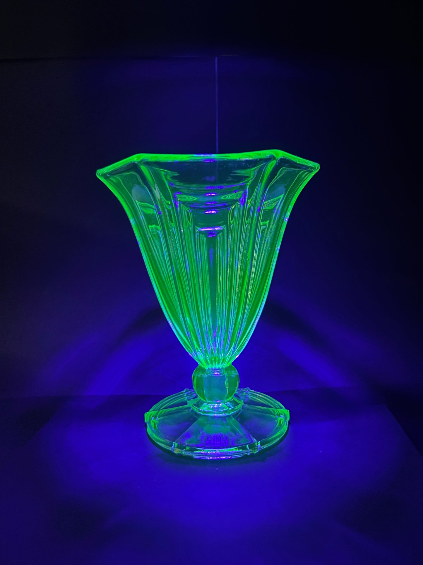 Art Deco Green Uranium Glass Vase