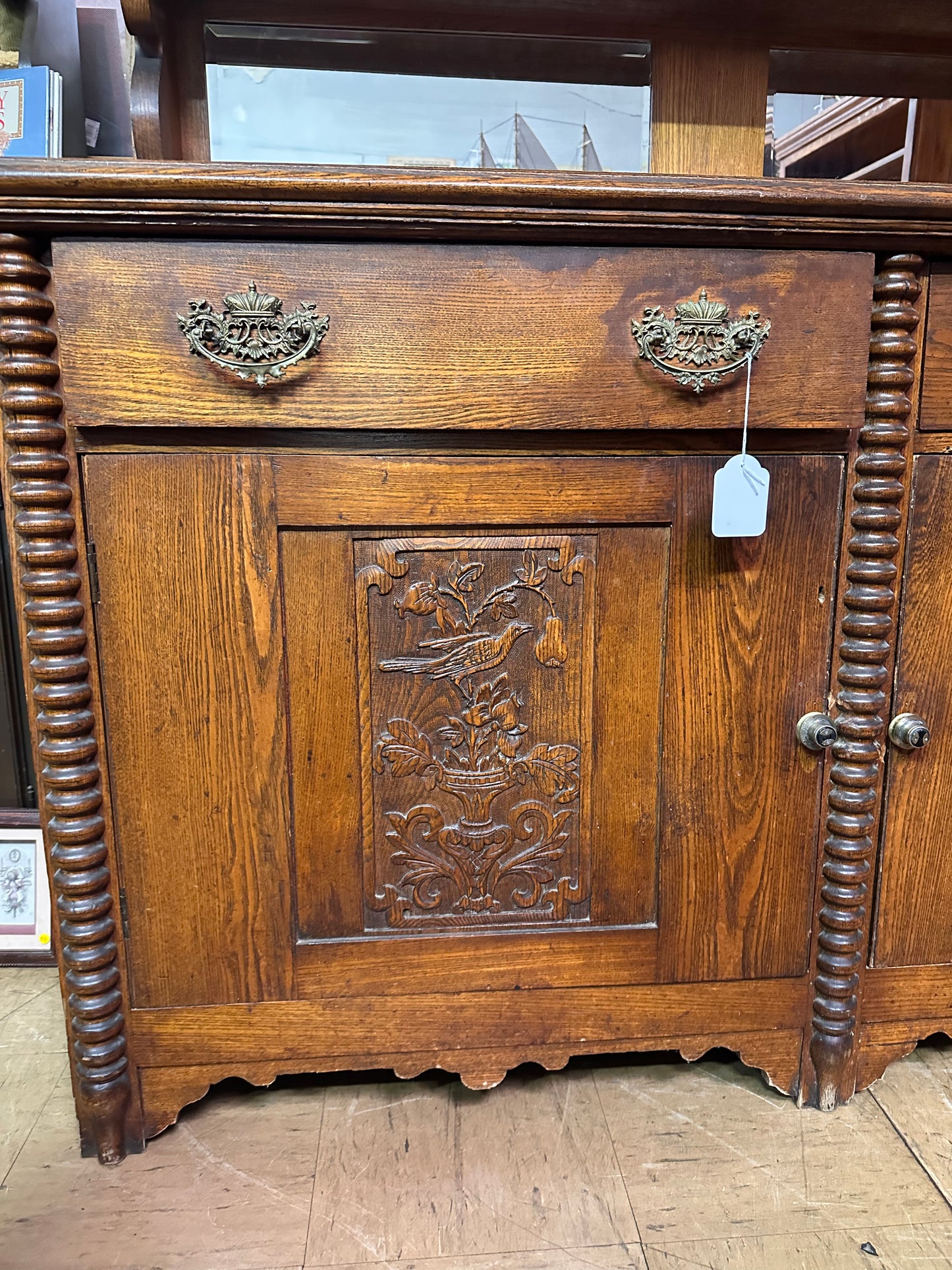 Victorian Oak Sideboard with Light Bulb Handles