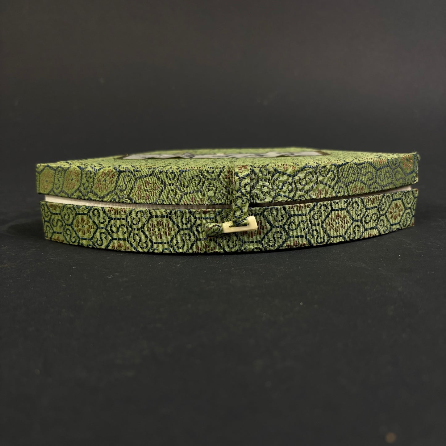 Vintage Chinese Calligraphy Writing Set in Silk Brocade Case – Brush, Ink Stone, Seal & Ink Stick