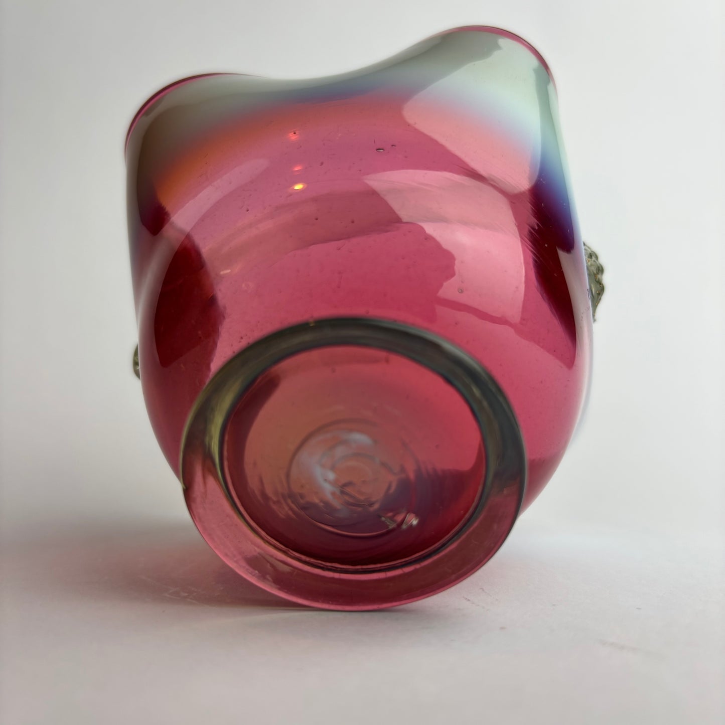 Antique Victorian Cranberry & Opaline Glass Basket