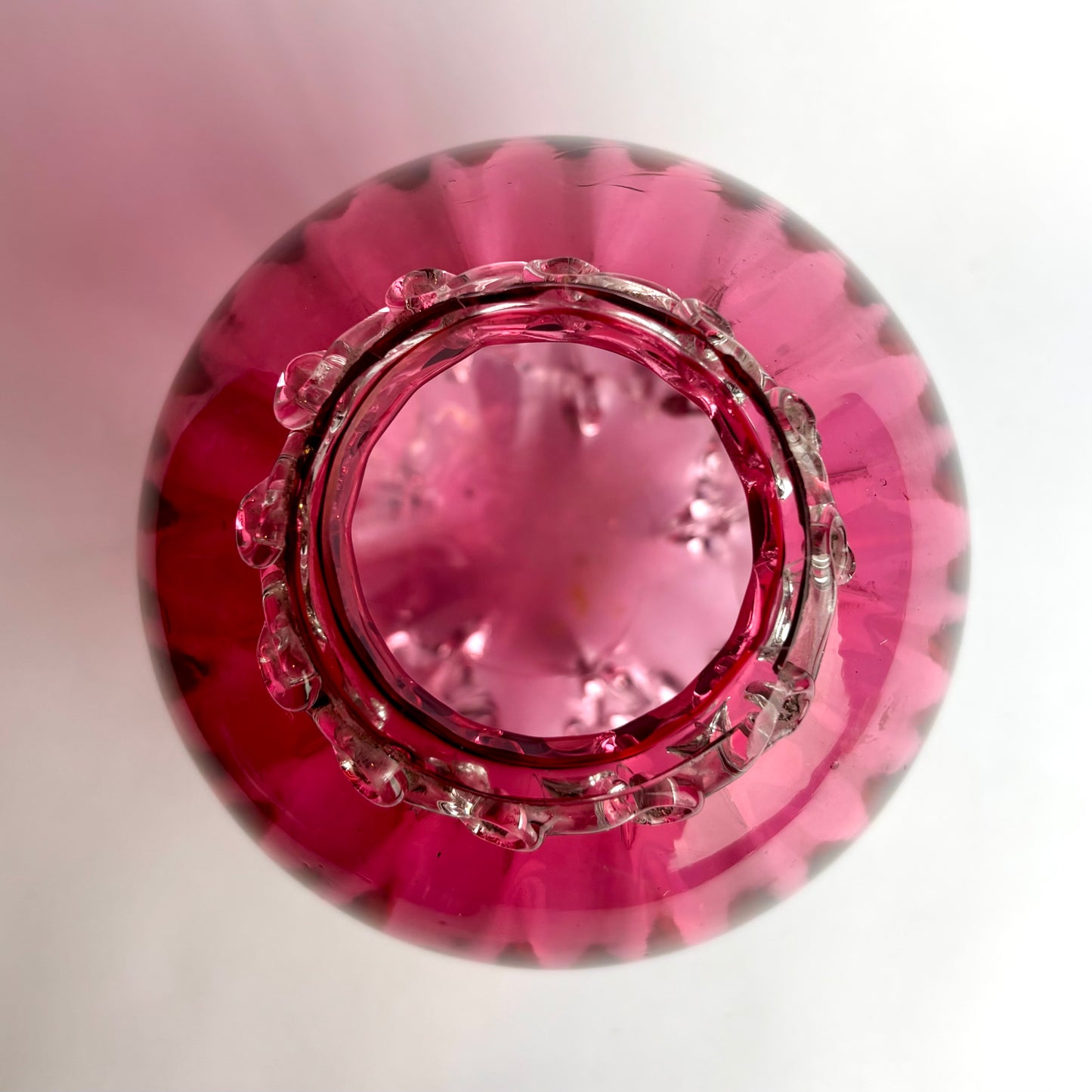 Victorian Cranberry Glass Footed Vase – Hand Blown c.1900