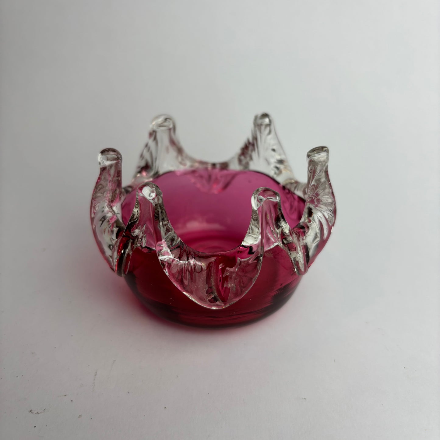 Victorian-Style Cranberry Glass Crown Rim Bowl