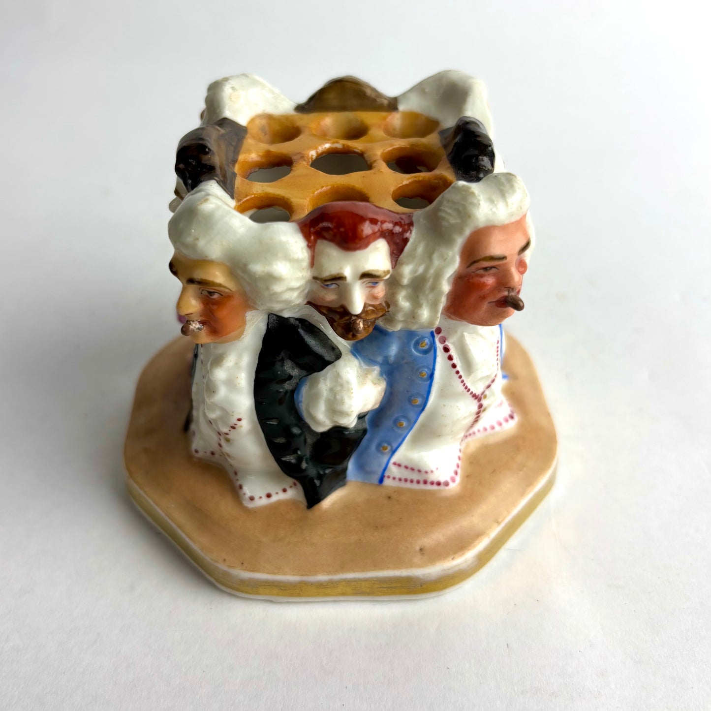 Rare Hubel and Co. Georgian Gentlemen Porcelain Pen Holder