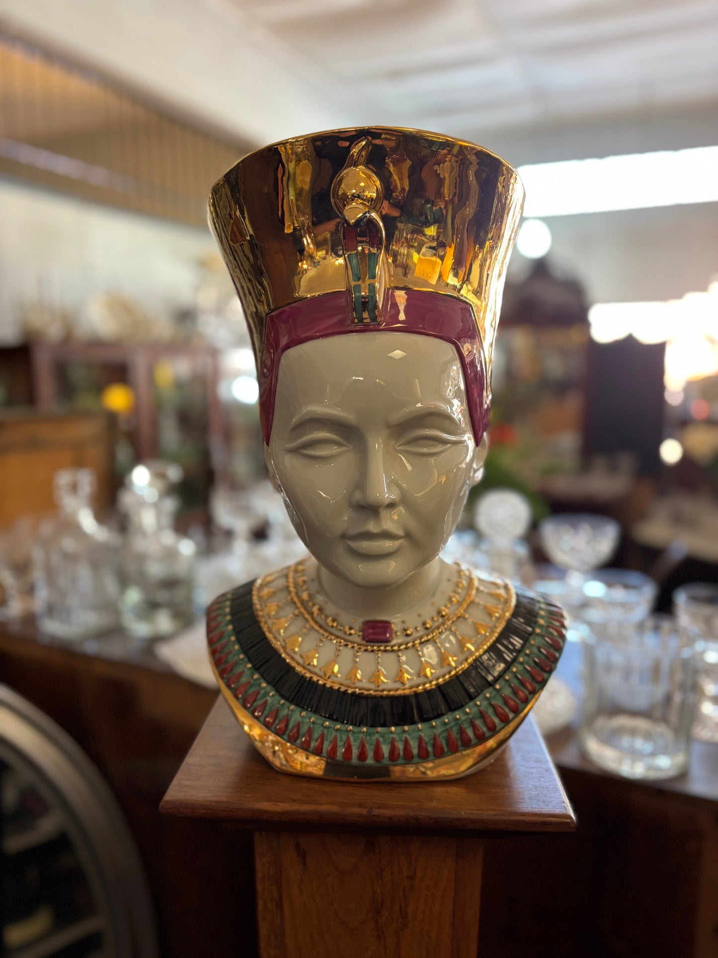 Nefertiti gilt porcelain bust by Nadal