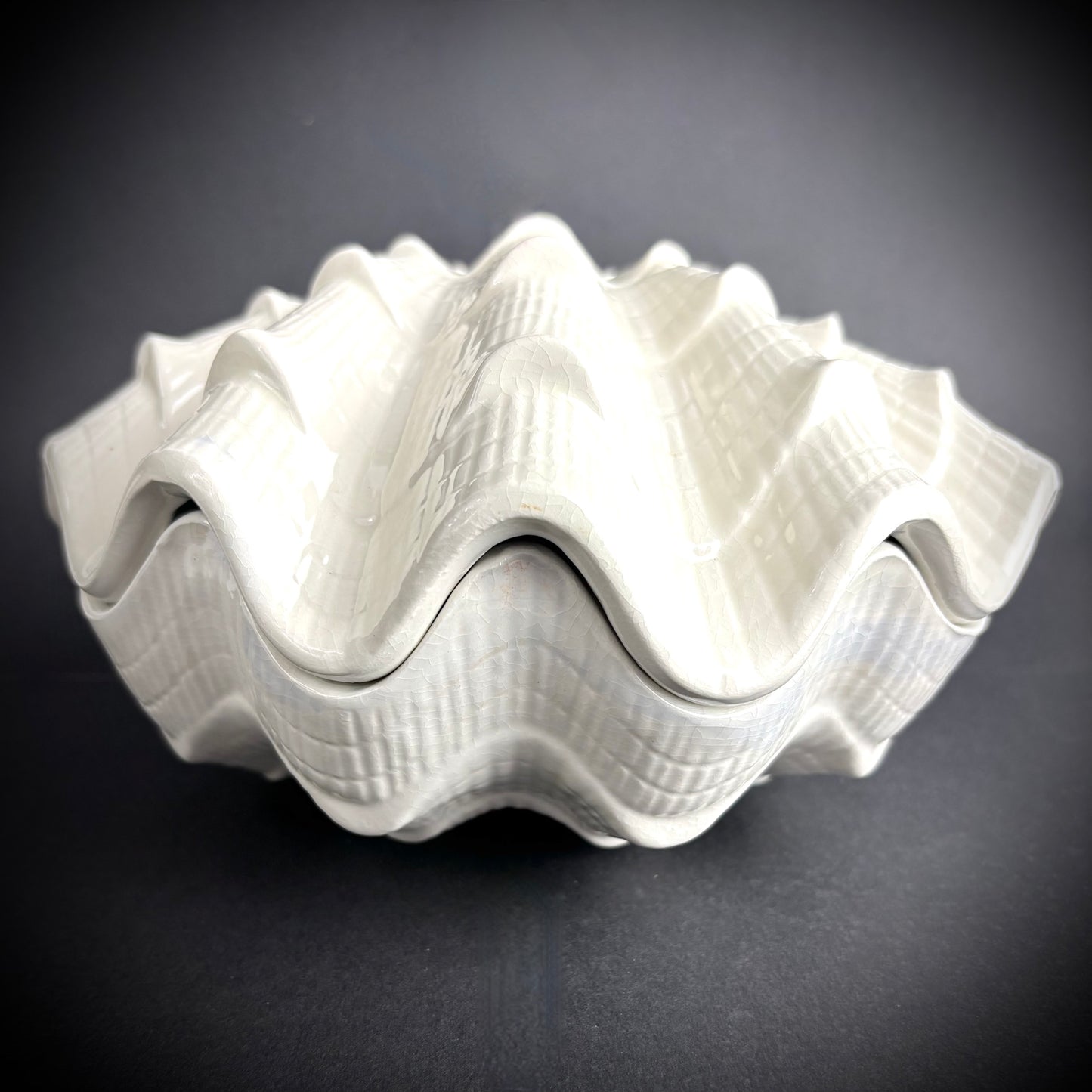 Large ceramic lidded clam shell
