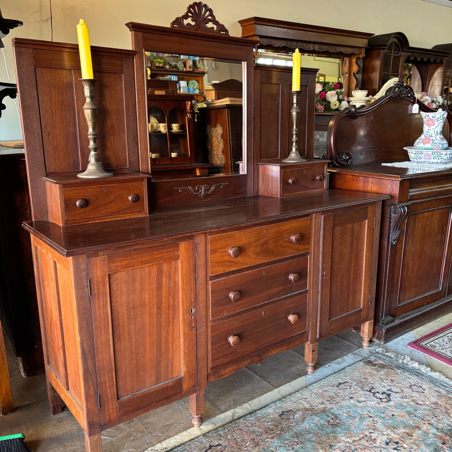 Early 20th Century West Australian Jarrah Sideboard with Period Mirror Back