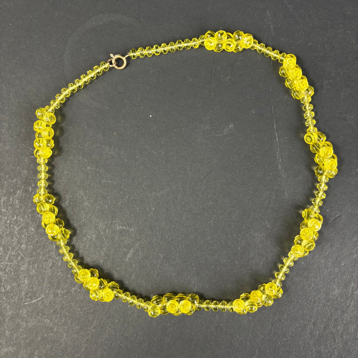 Vintage Uranium Glass Beaded Necklace c.1950s–1970s