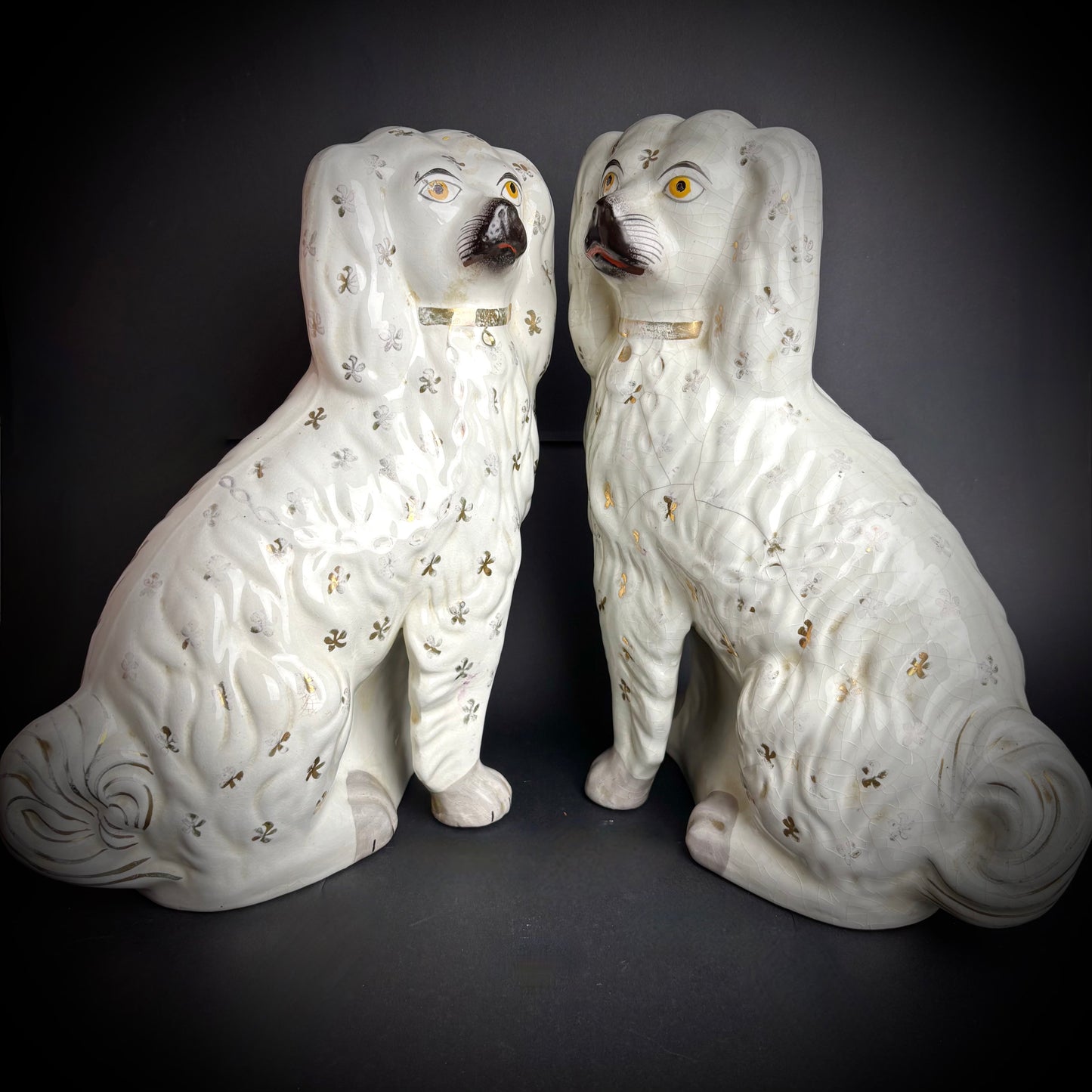 Pair of large antique Staffordshire Spaniels
