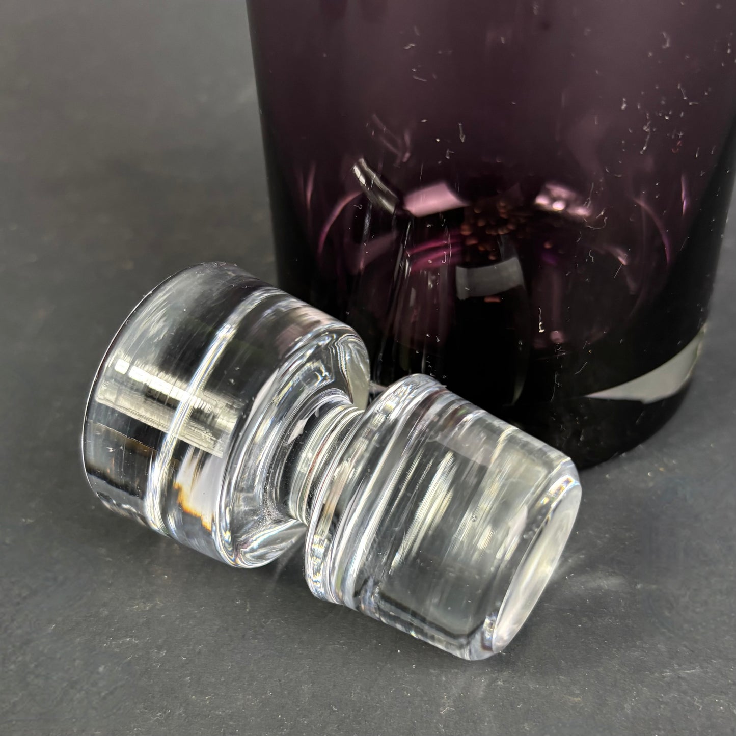 Vintage Amethyst Glass Decanter with Stopper