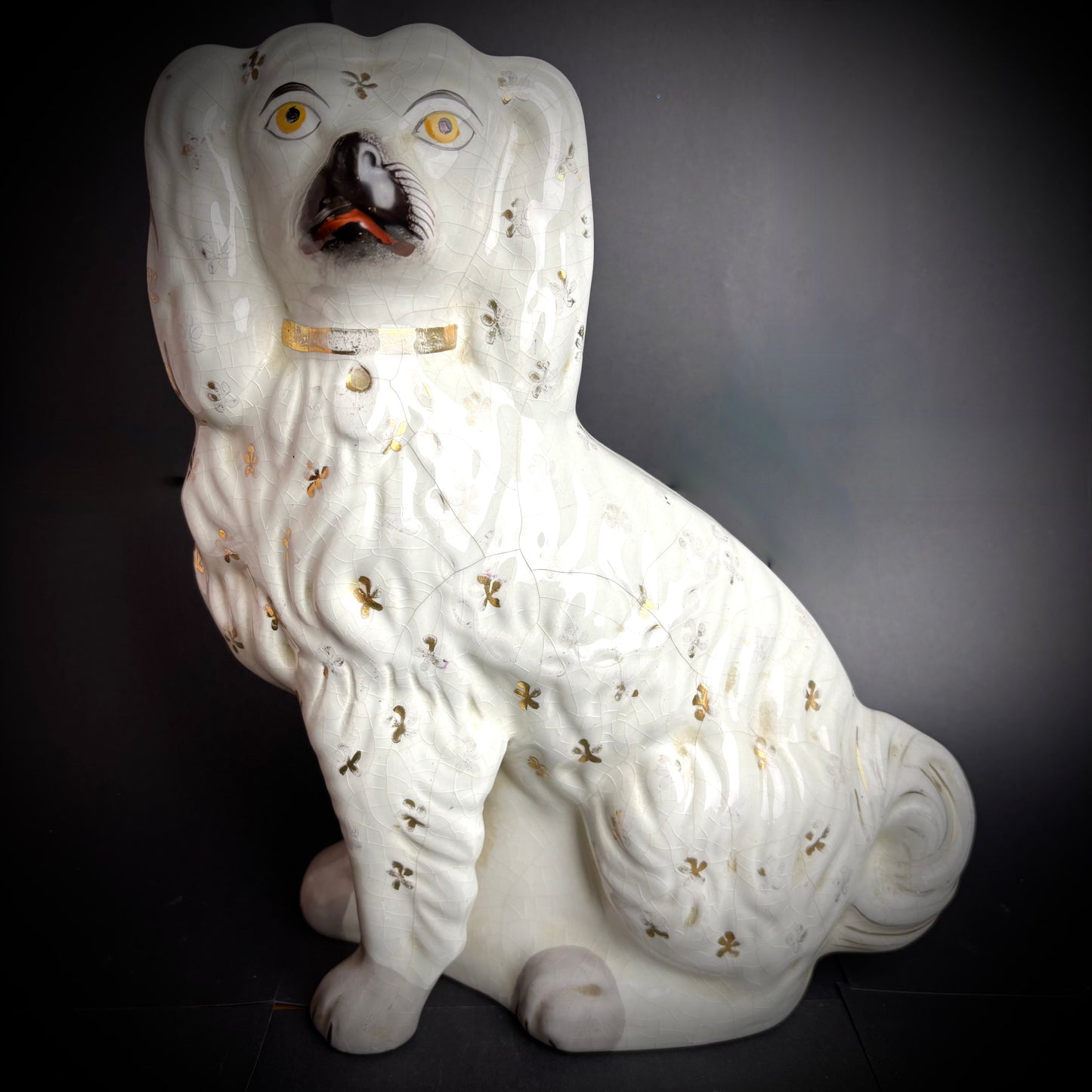 Pair of large antique Staffordshire Spaniels