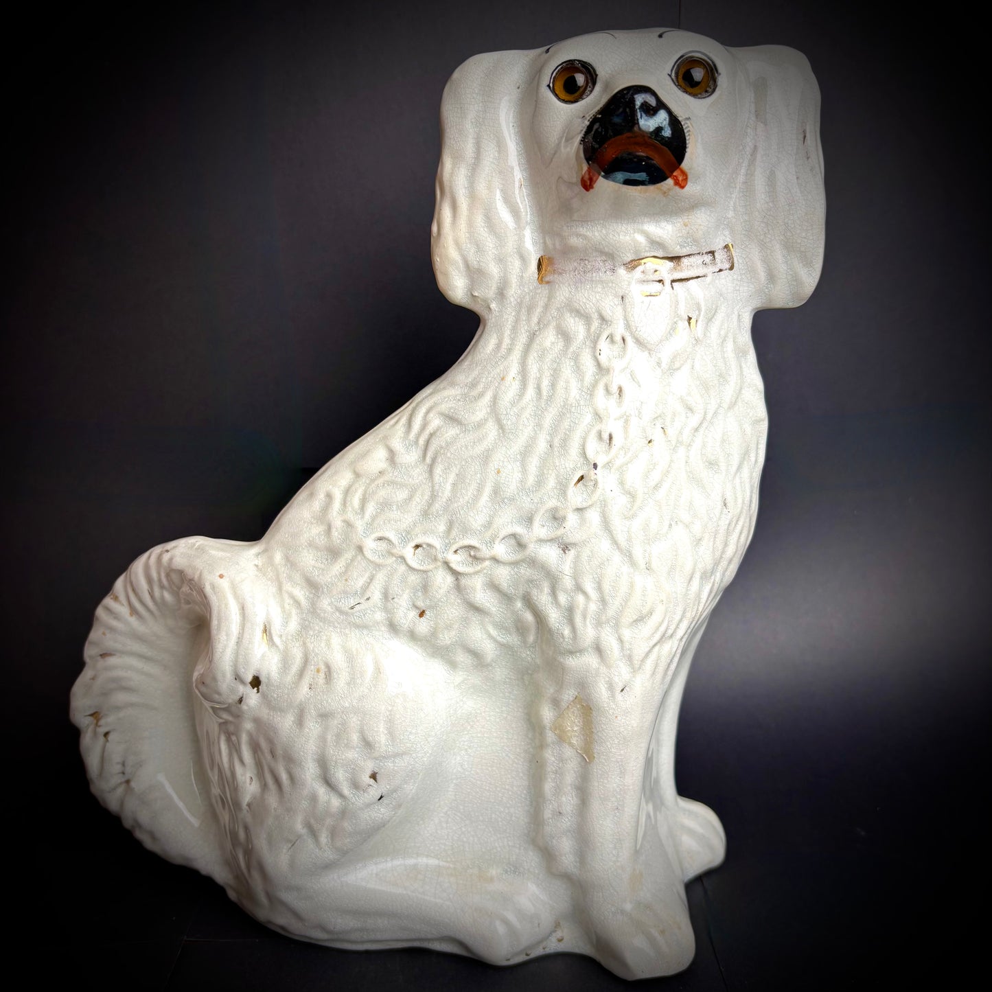Pair of large antique Staffordshire Spaniels