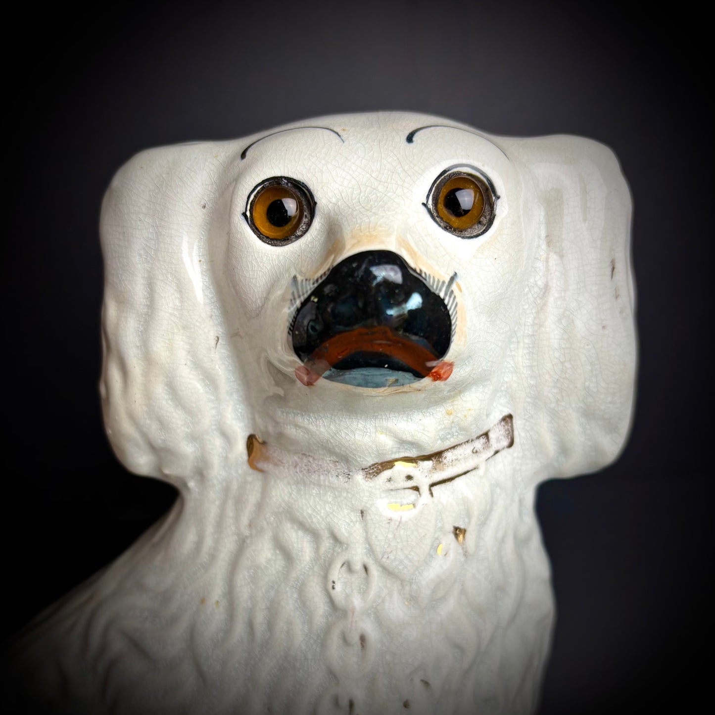 Pair of large antique Staffordshire Spaniels