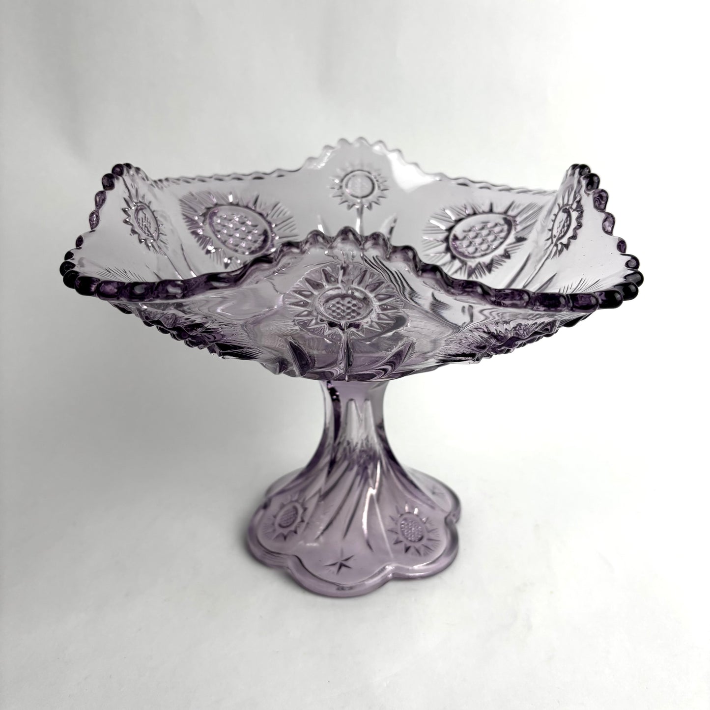 Vintage Crown Crystal Glass Australia amethyst comport