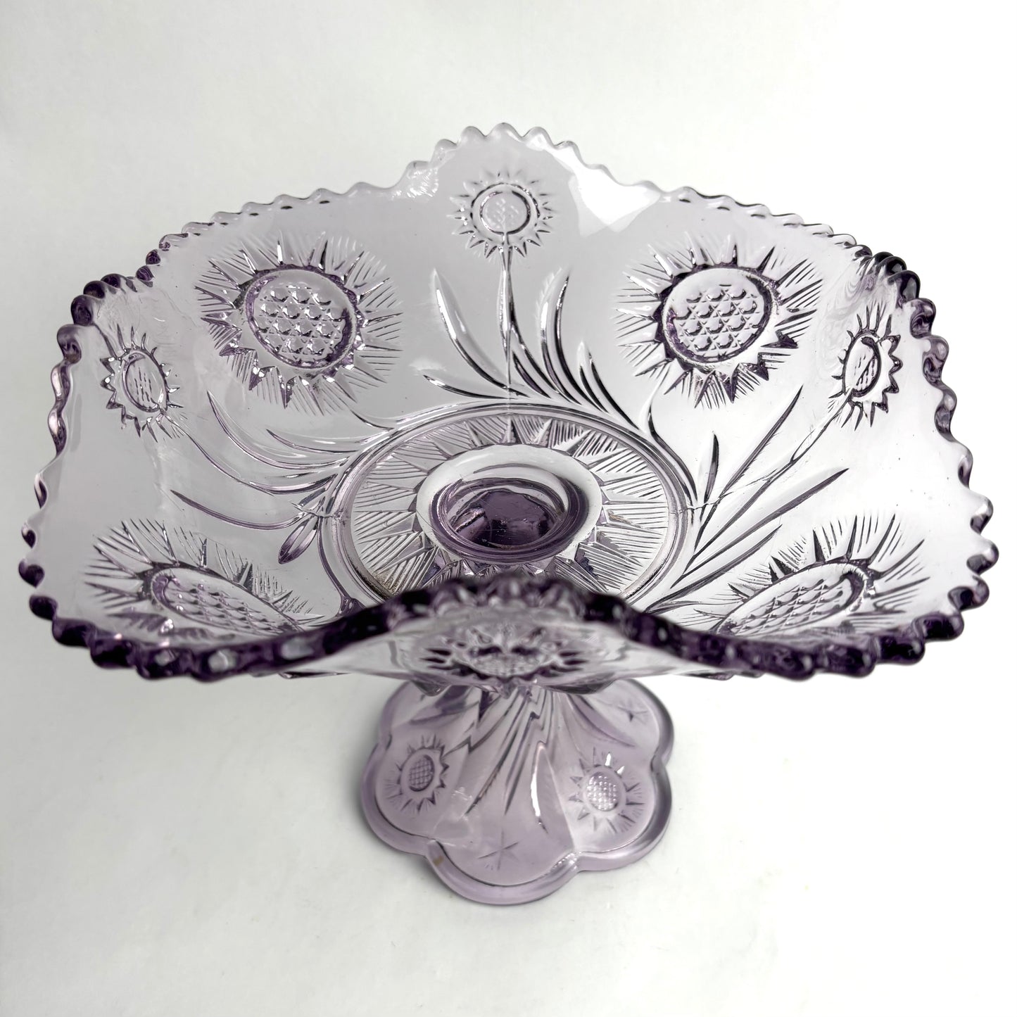 Vintage Crown Crystal Glass Australia amethyst comport