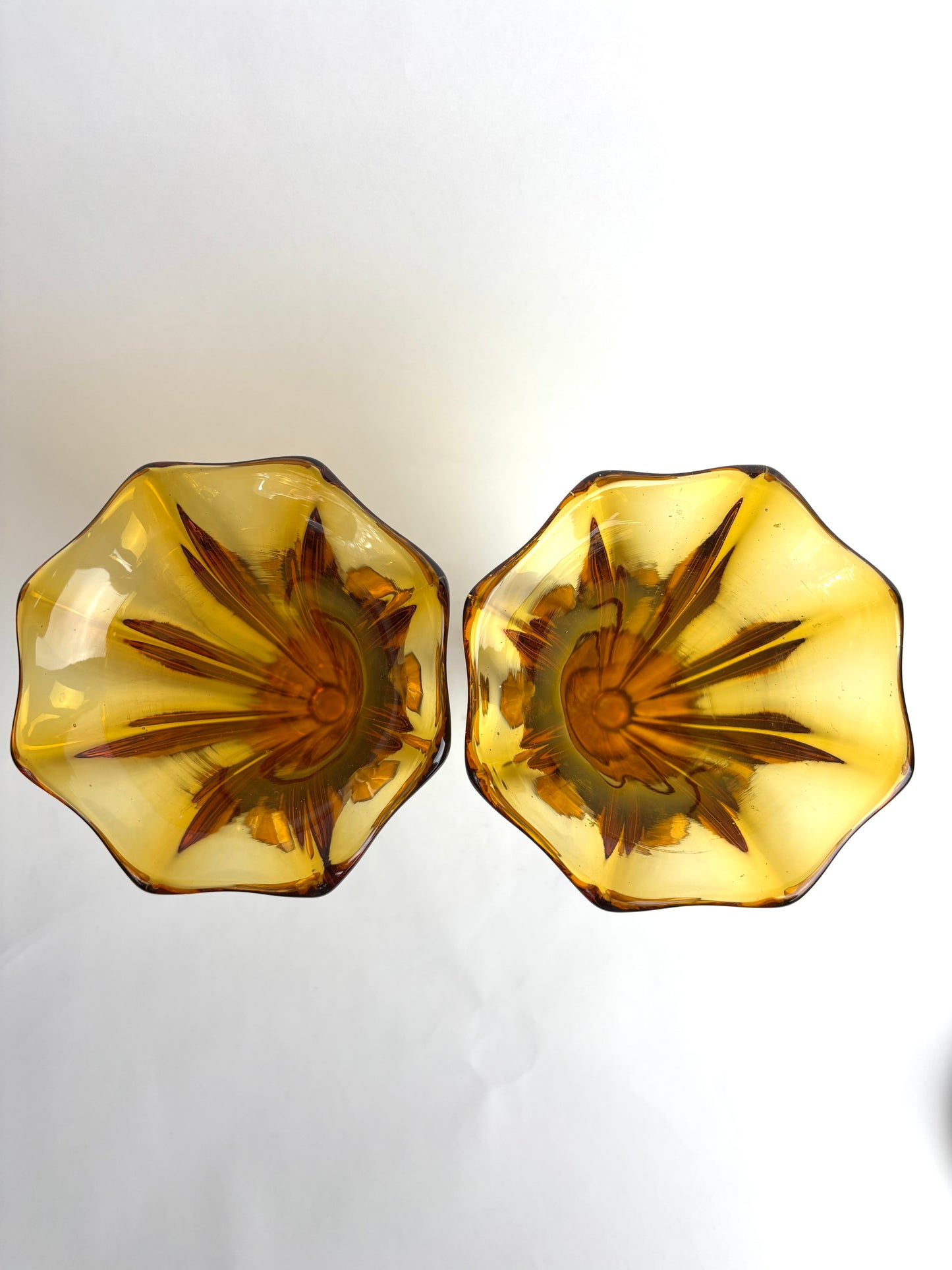 Pair of Czechoslovakian Art Deco Amber Glass Vases