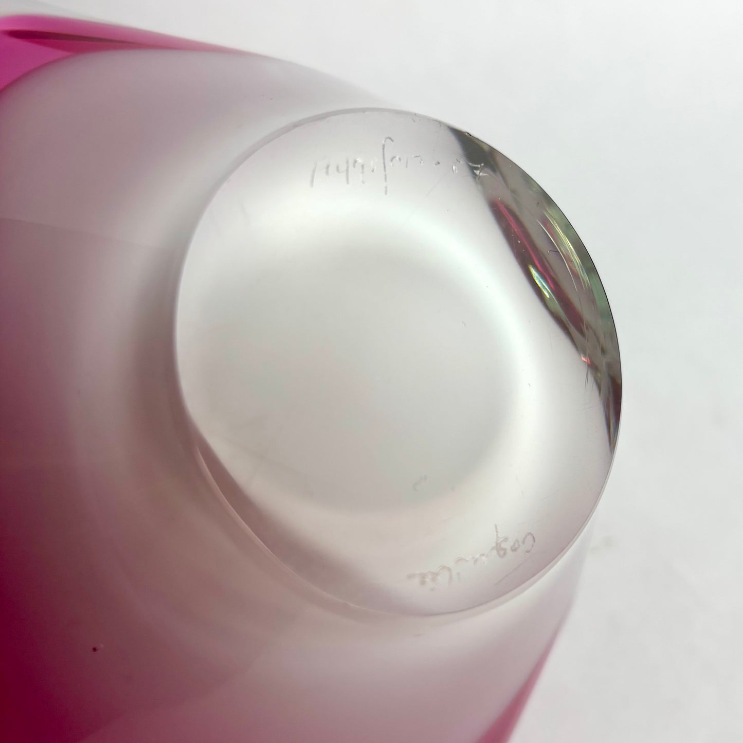 1992 V. Nason & C. Murano Sommerso Glass Basket – Pink