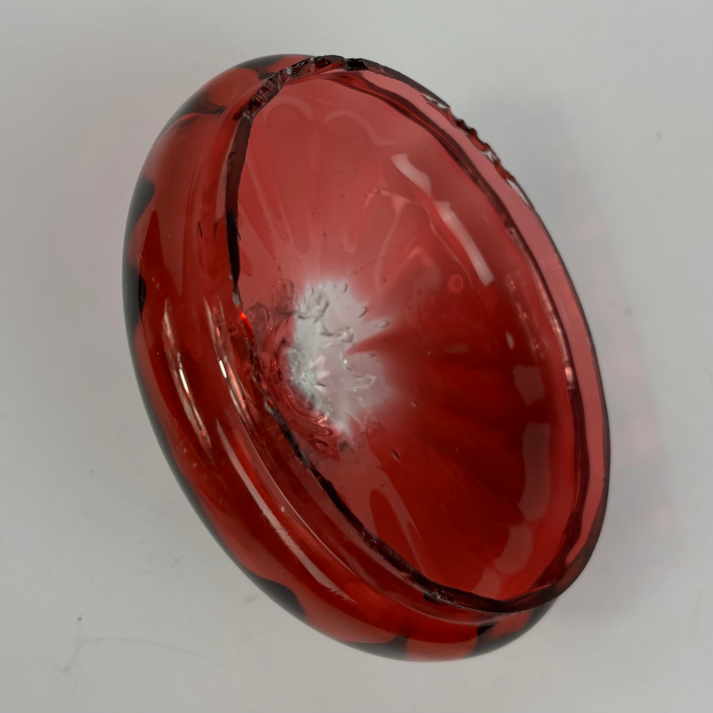 Victorian Cranberry Glass Covered Bonbon Dish c.1880–1900