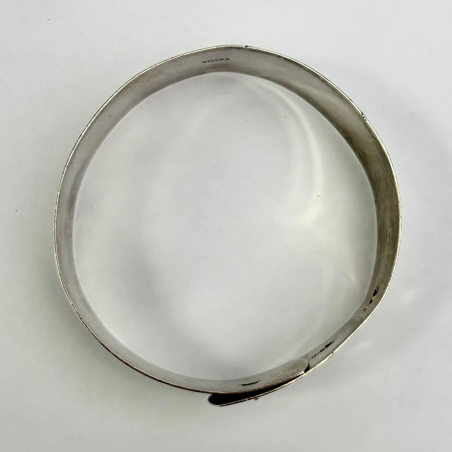Vintage Sterling Silver Engine Turned Buckle Bangle 18.2g