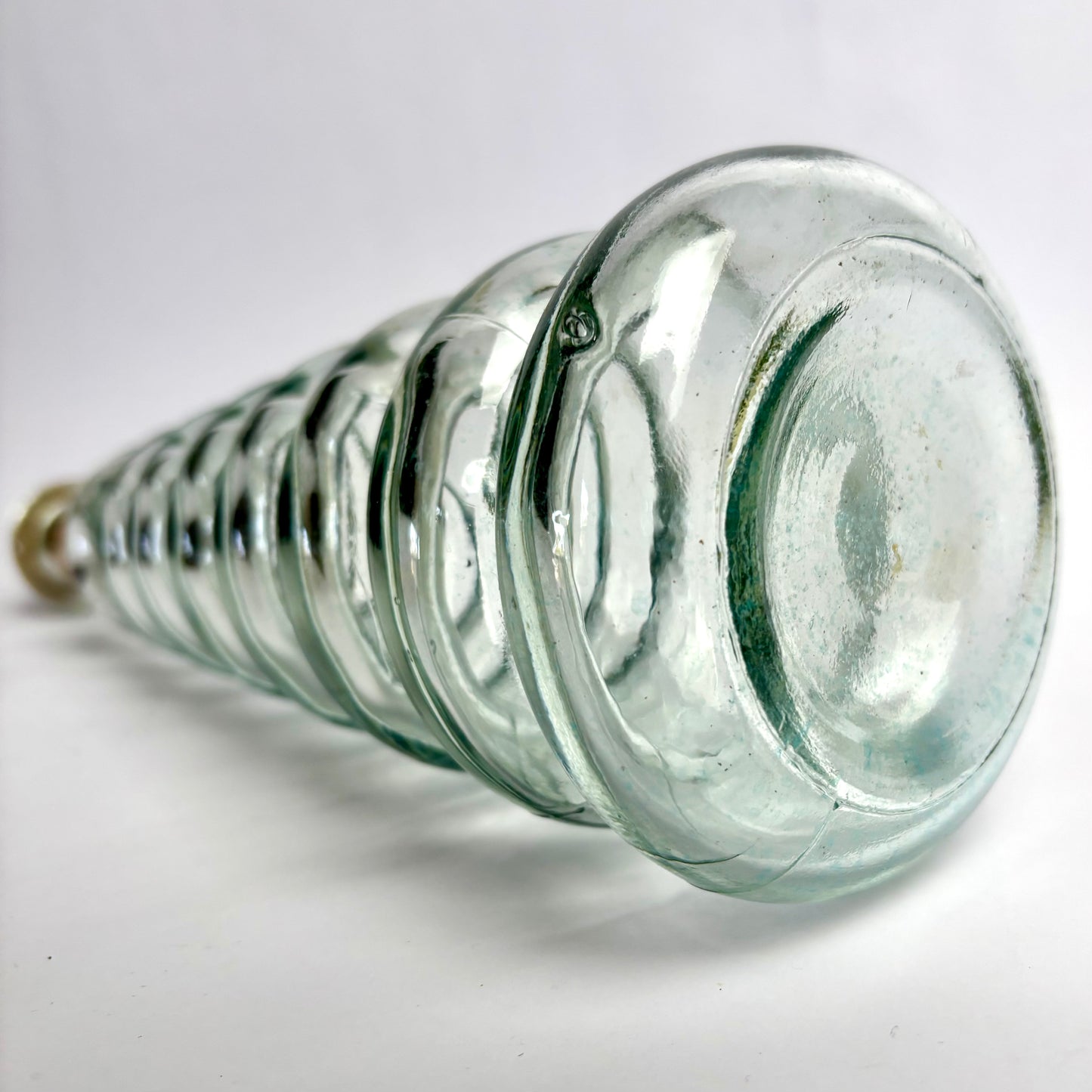 Large Ribbed Glass Decorative Bottle