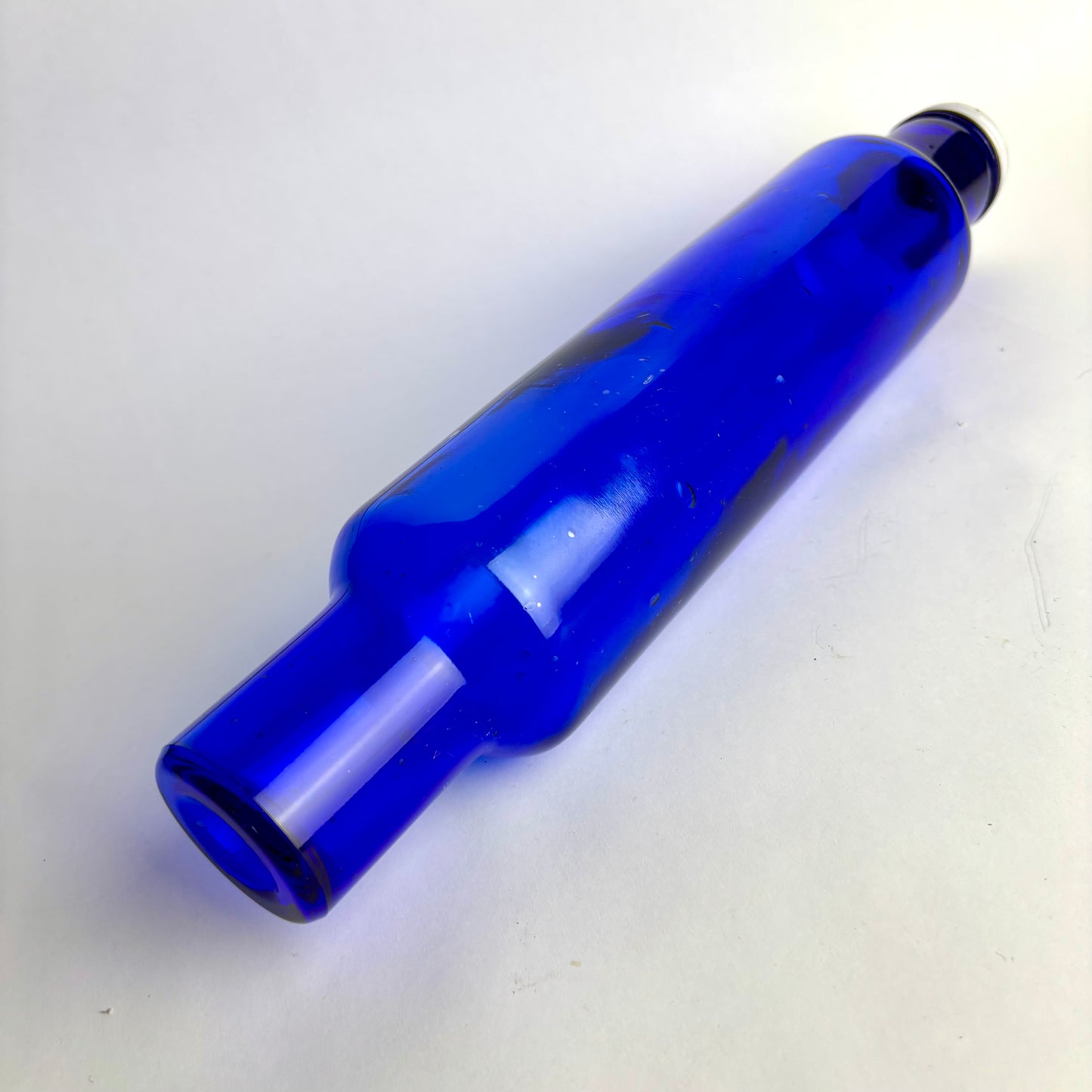 Vintage Cobalt Blue Glass Rolling Pin – Water Fill – Screw Cap – 40cm