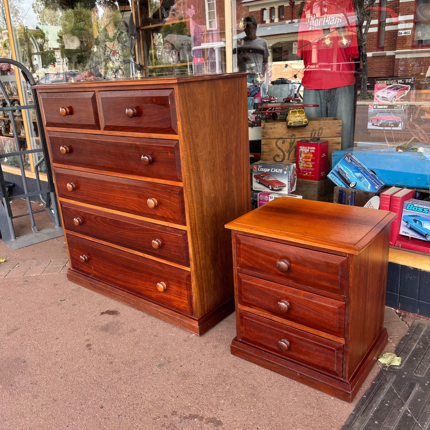 Solid Jarrah Chest of Drawers & Matching Bedside – Australian Made Timber Bedroom Suite