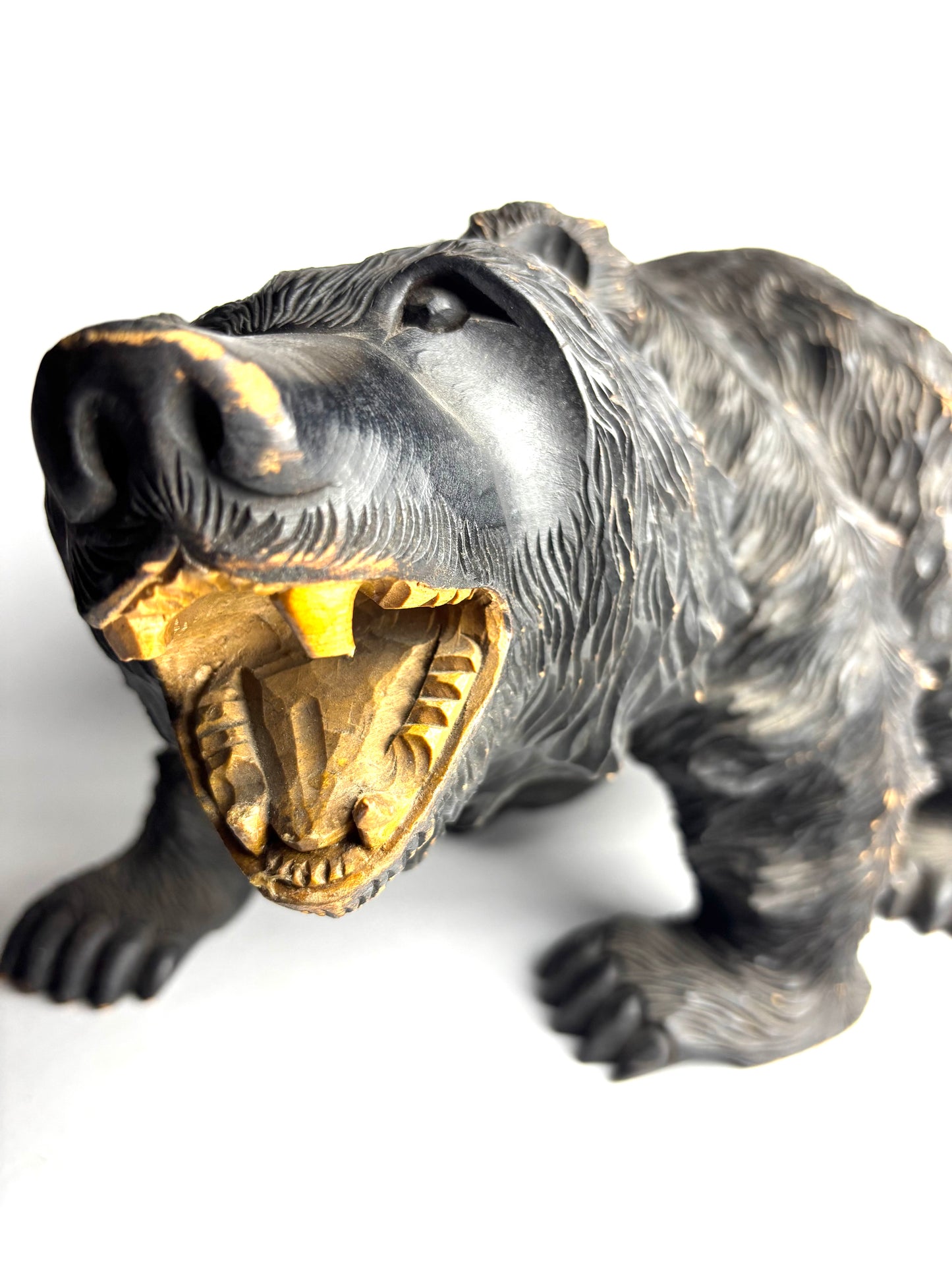 Large hand carved timber Japanese Hokkaido Bear figurine (42cm long)