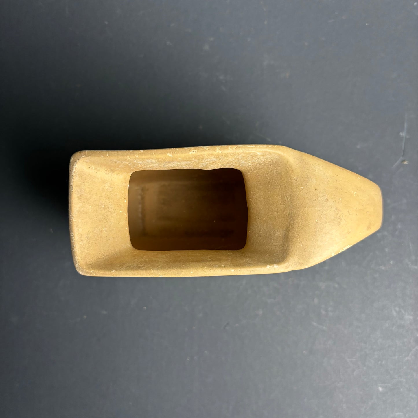 Vintage English Pottery Jug – Flat “Pancake” Form – Hand Painted Leaves