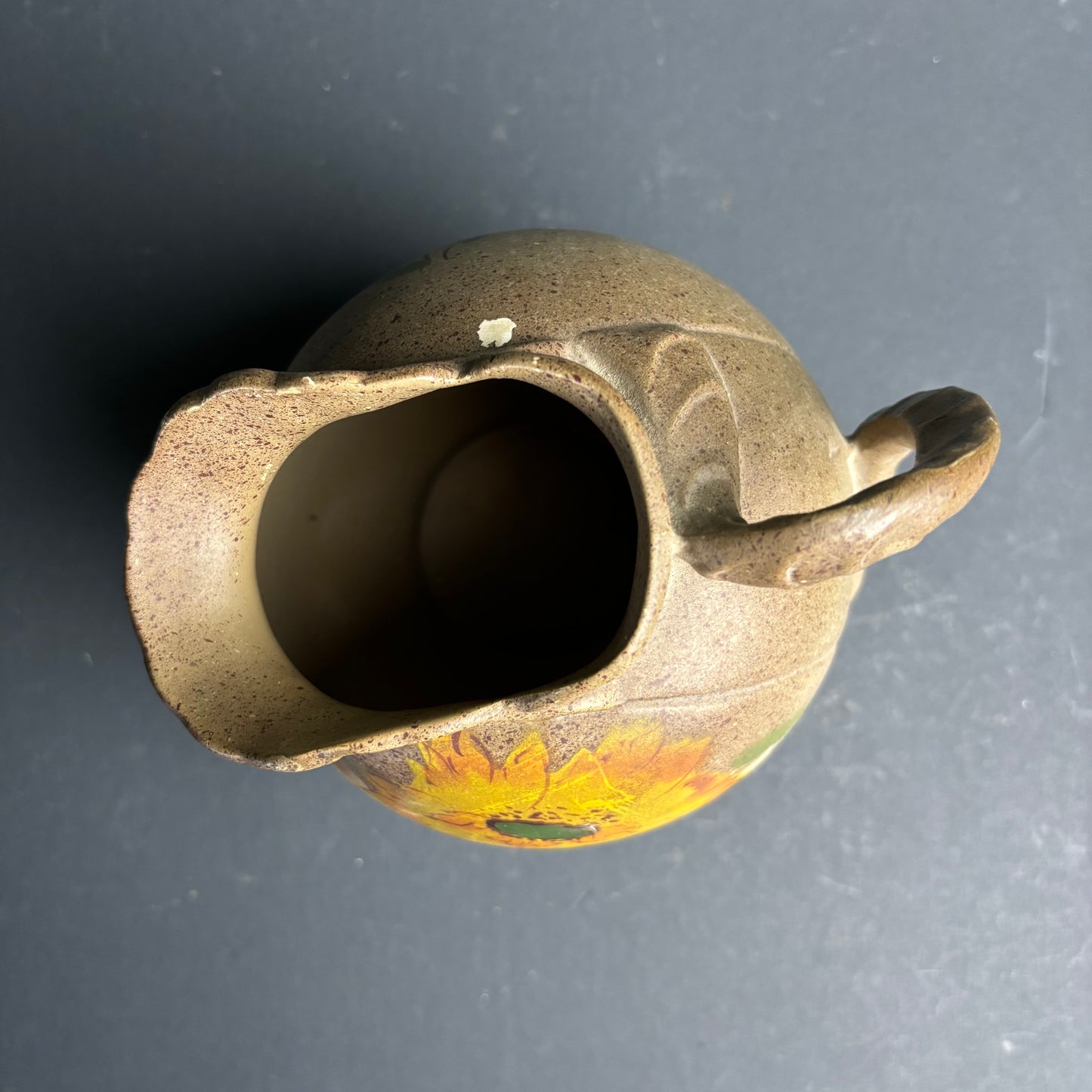 Vintage English Pottery Jug – Hand Painted Sunflower – Cottage Style Vase