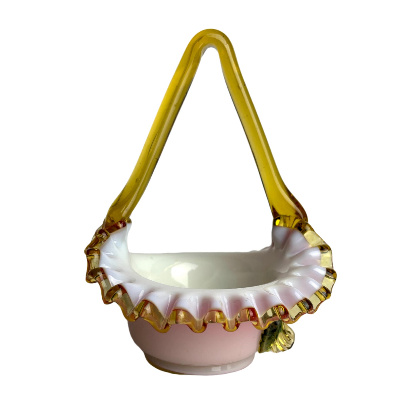 Antique Victorian Vaseline Uranium Basket by Stephens & Williams