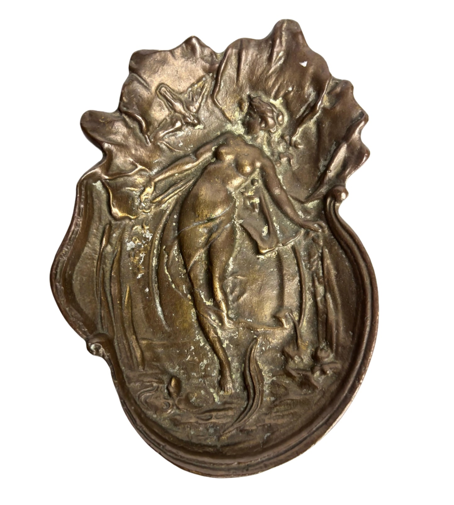 Art Nouveau Bronze Bowl with Nymph
