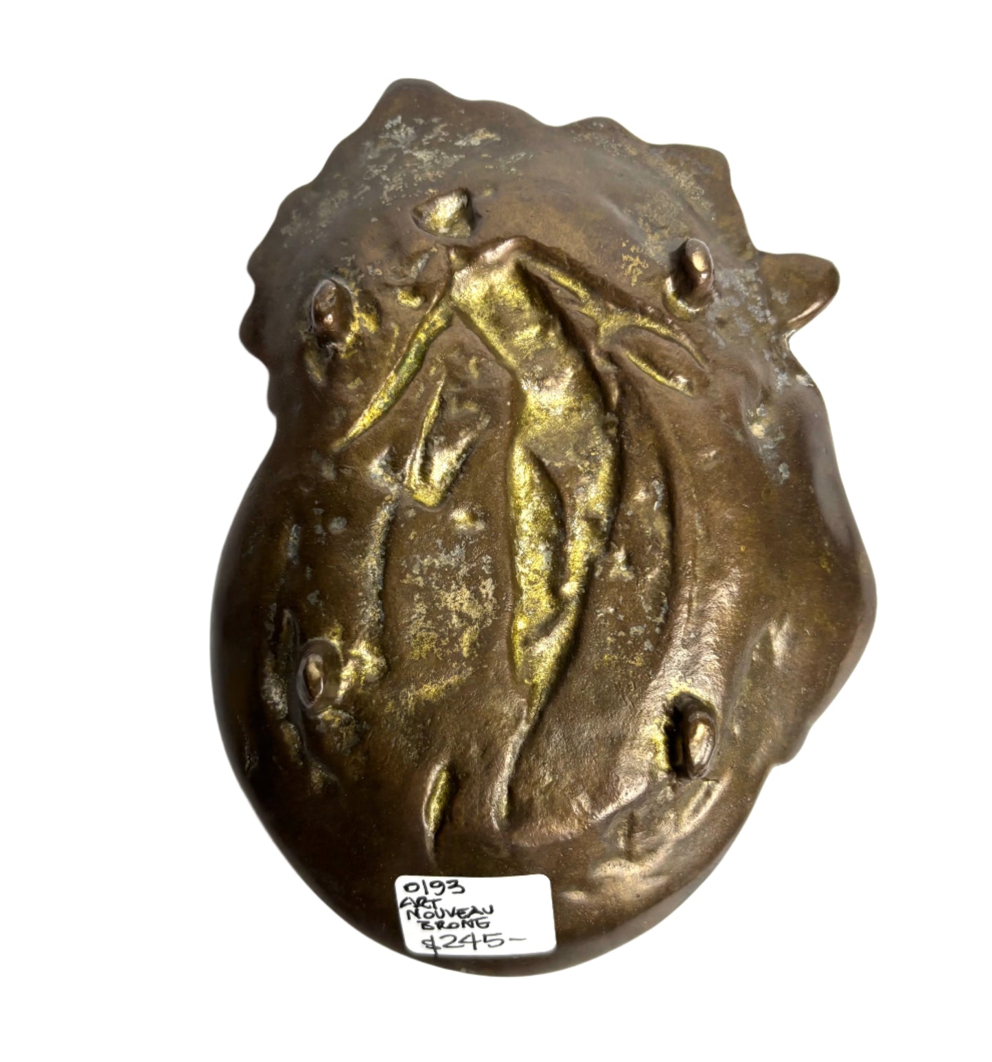 Art Nouveau Bronze Bowl with Nymph