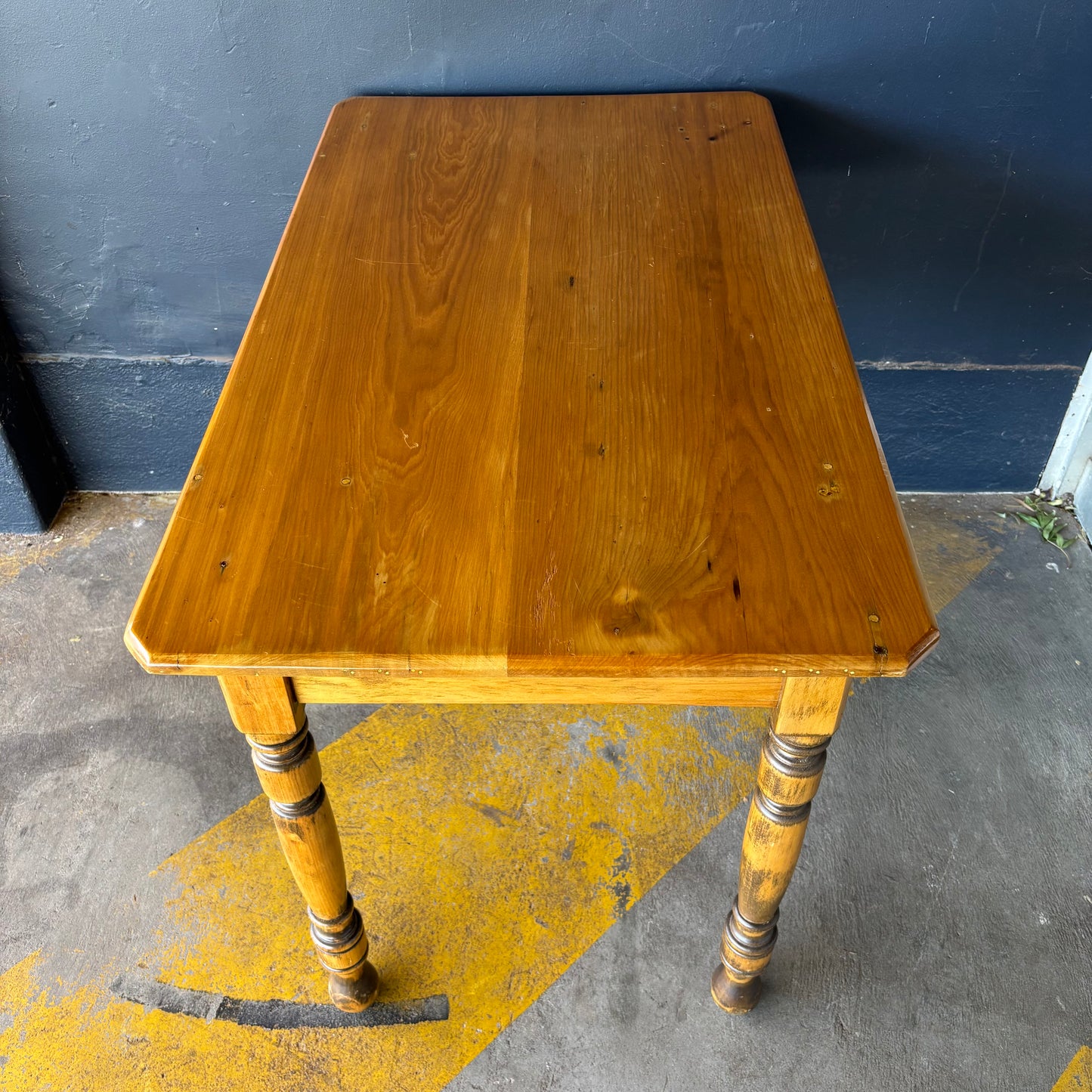 Vintage Baltic Pine Farmhouse Table with Turned Legs