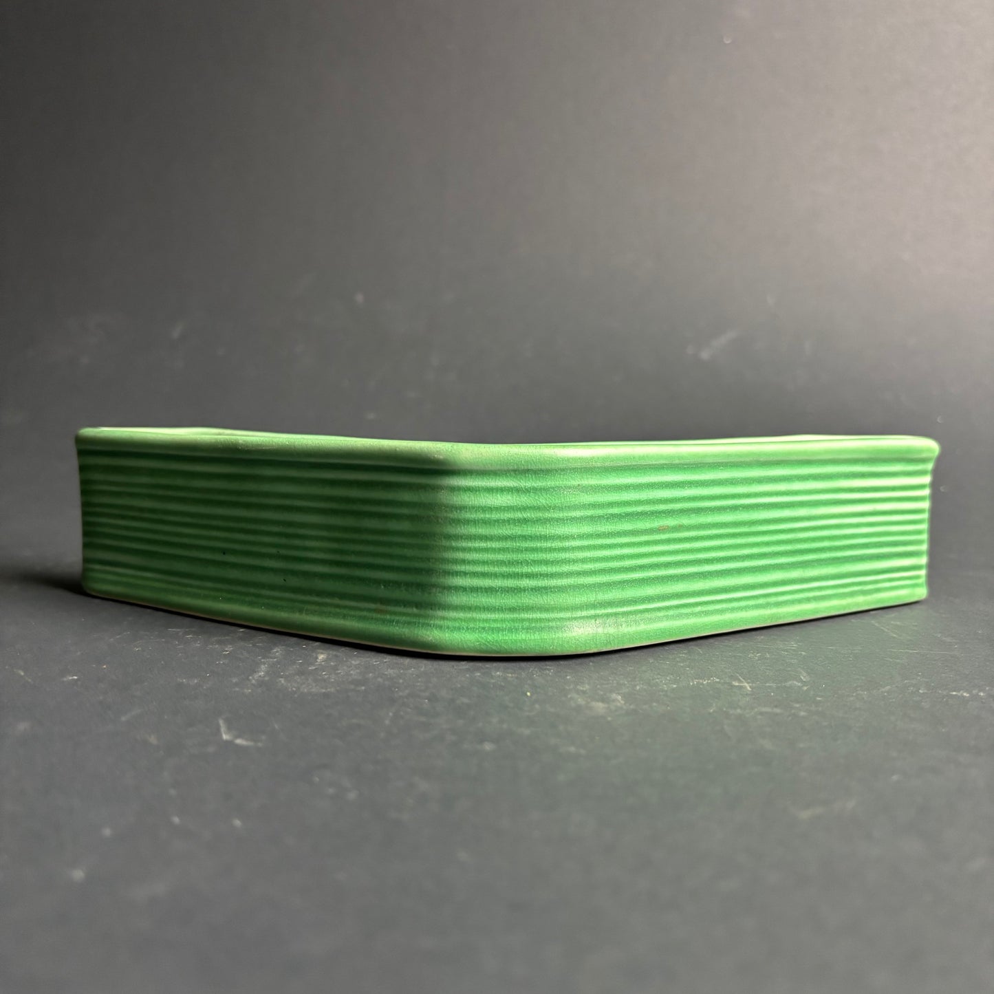 Sylvac England Corner Planter Vase Model 1324 Green Ribbed Mid Century