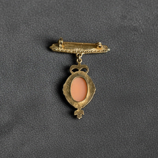 Victorian Style Cameo Drop Brooch – Classical Lady Portrait