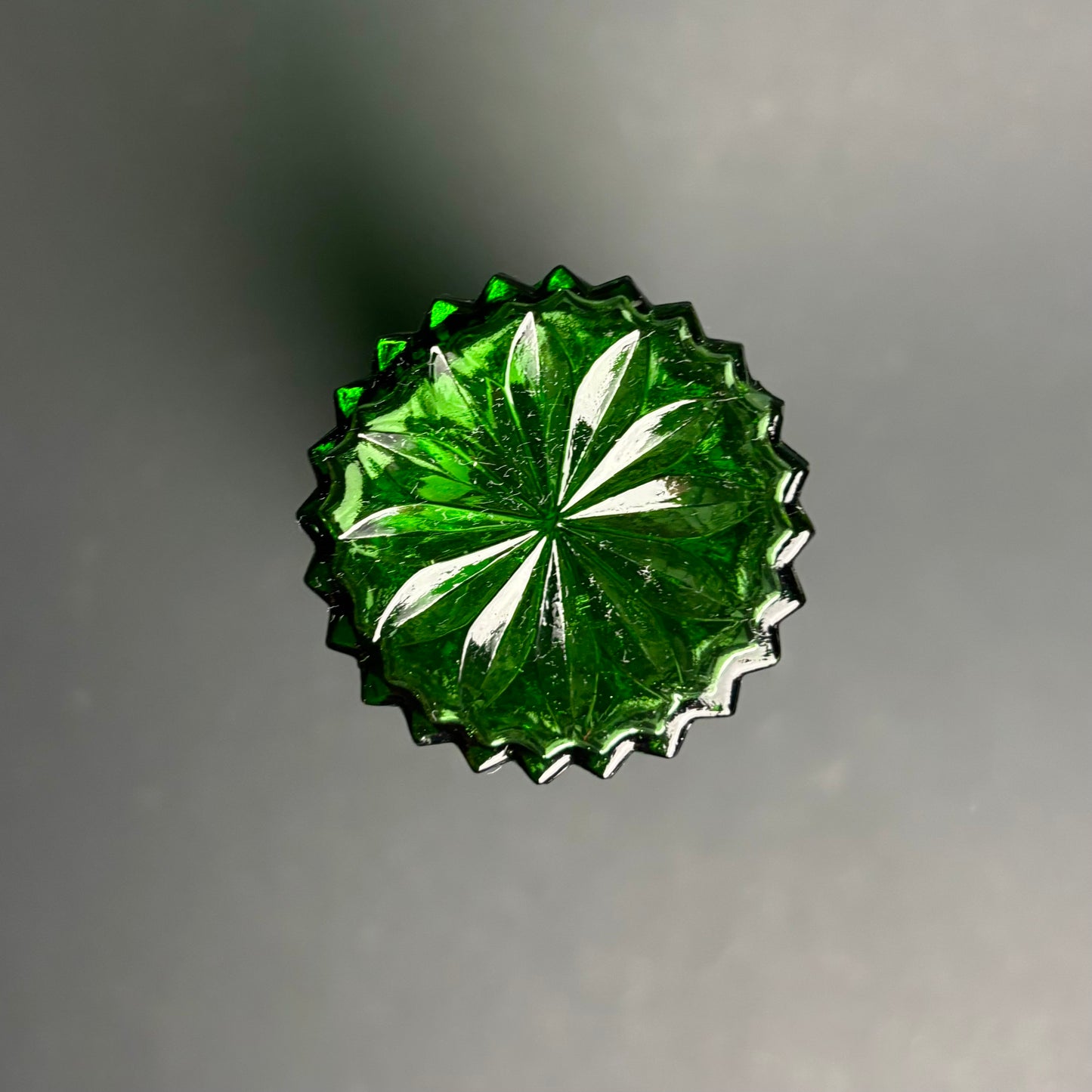 Vintage Green Empoli Style Glass Decanter with Stopper – Hobnail Pattern