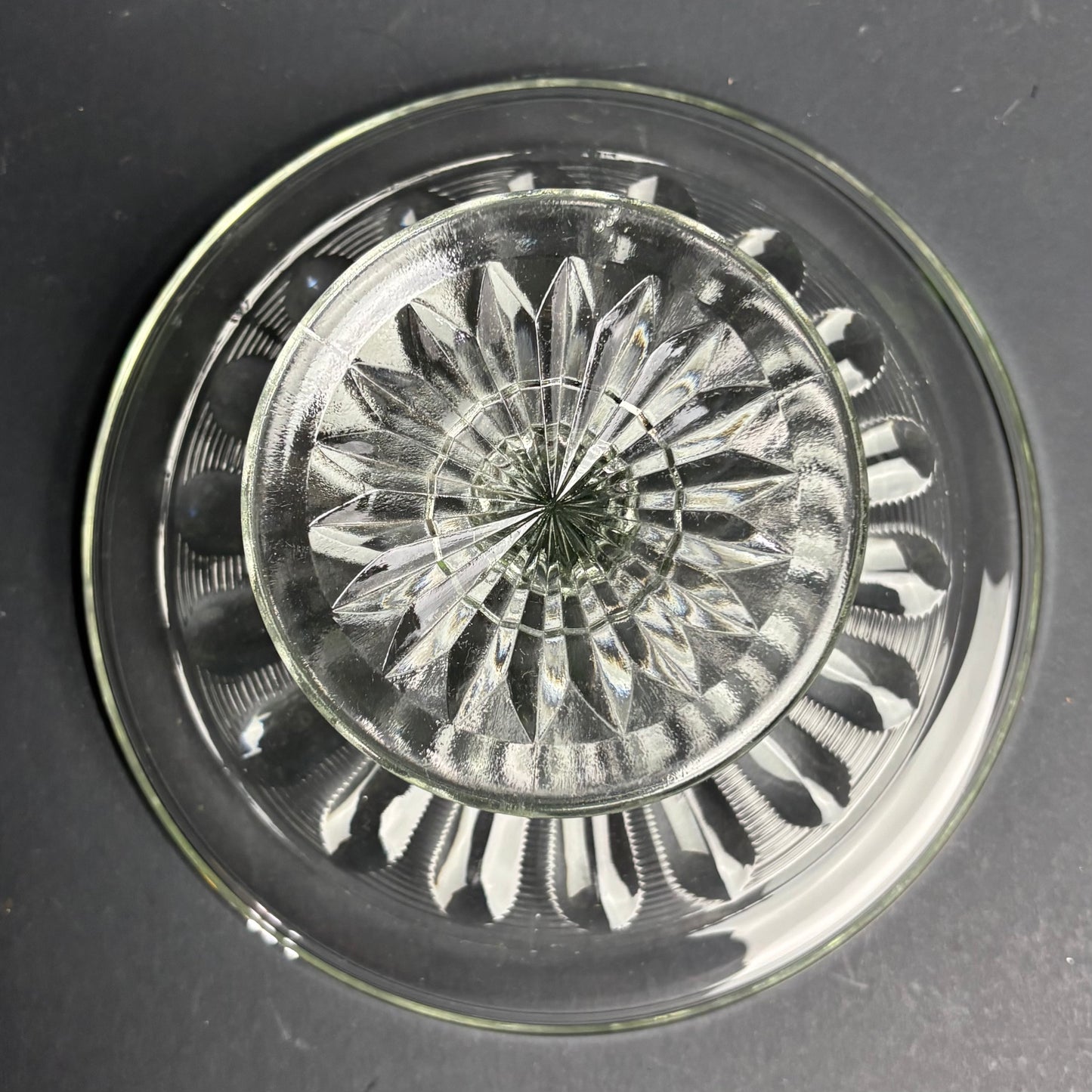 Vintage Glass Cake Stand – Faint Uranium Glow Under UV