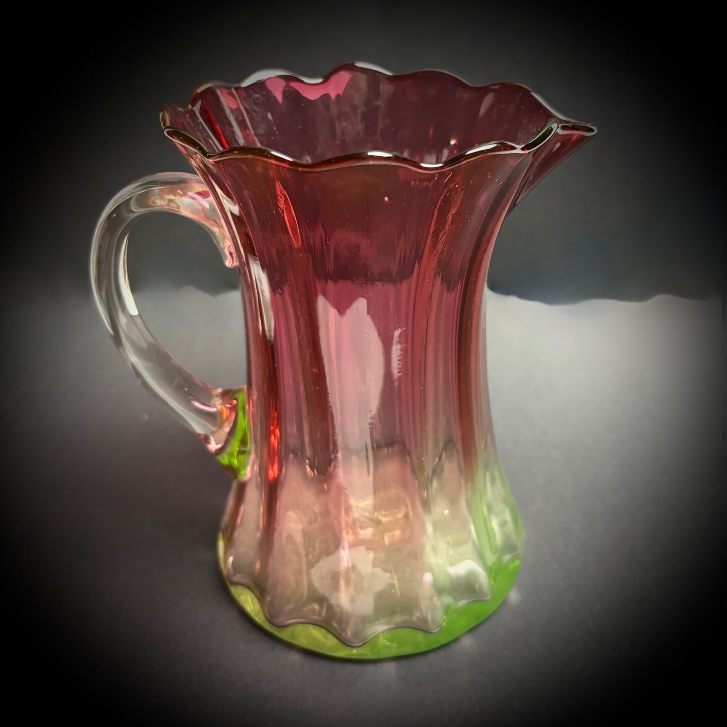 Victorian Rubina Verde Uranium Glass Jug