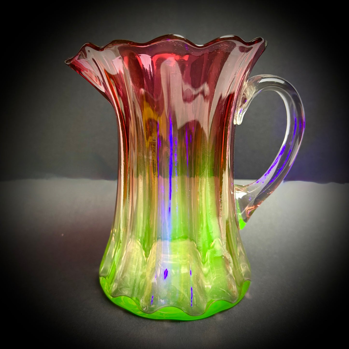 Victorian Rubina Verde Uranium Glass Jug