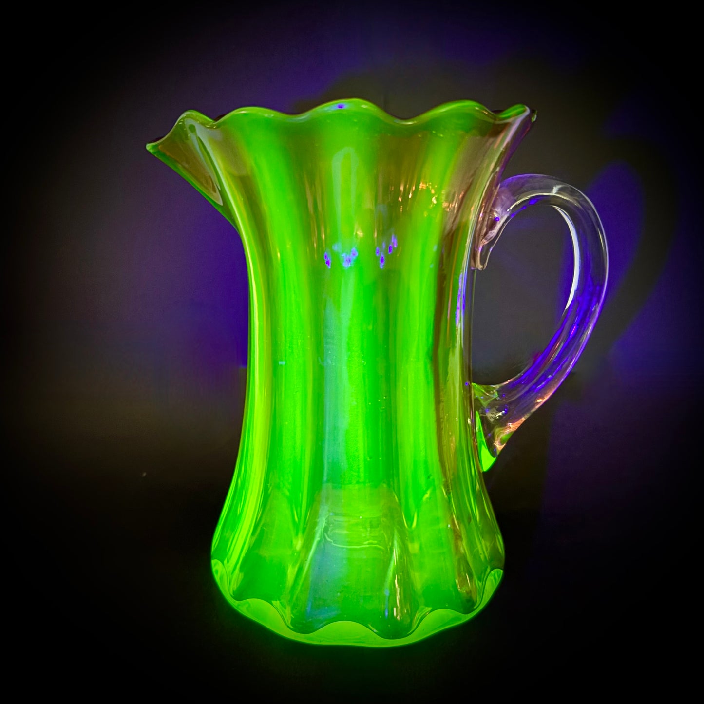 Victorian Rubina Verde Uranium Glass Jug