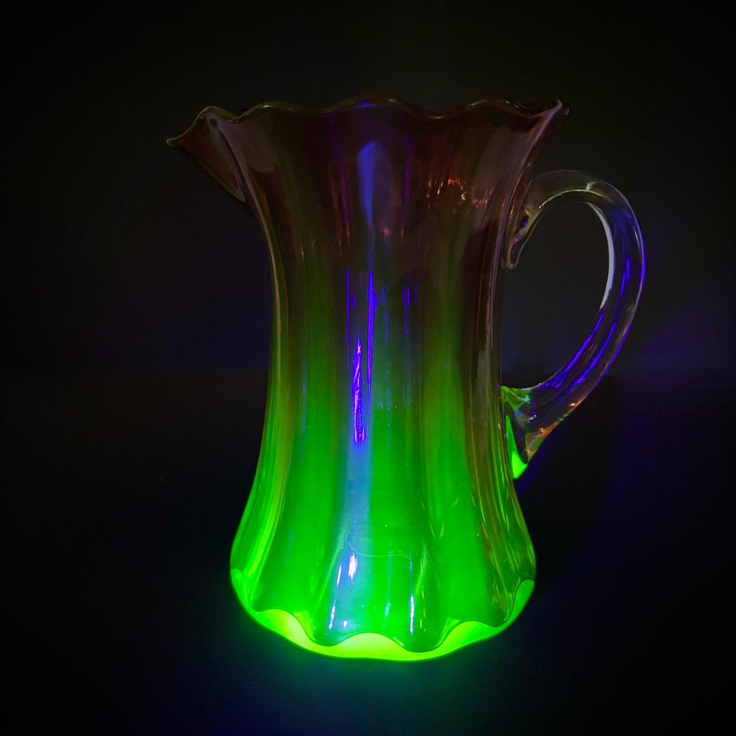 Victorian Rubina Verde Uranium Glass Jug