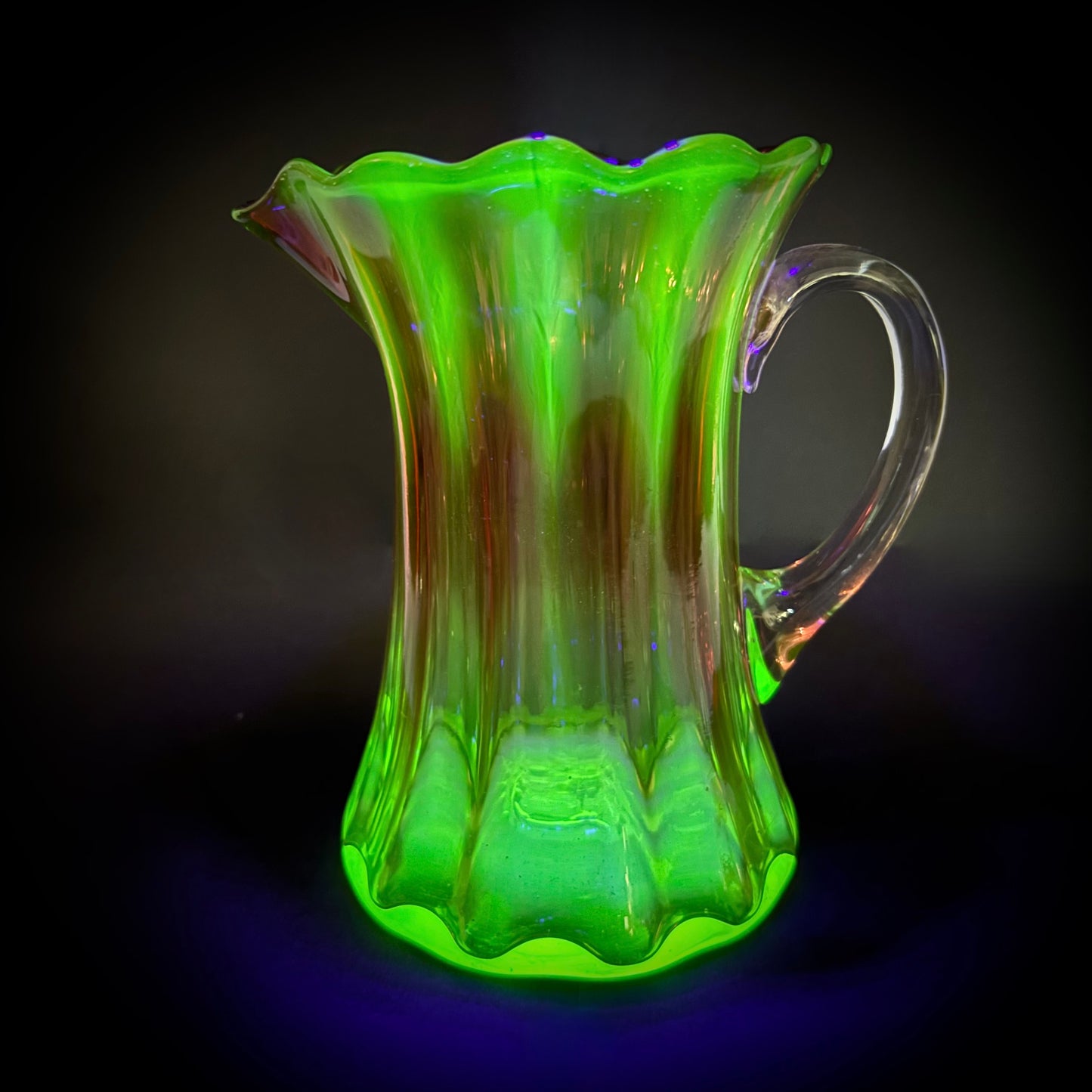 Victorian Rubina Verde Uranium Glass Jug