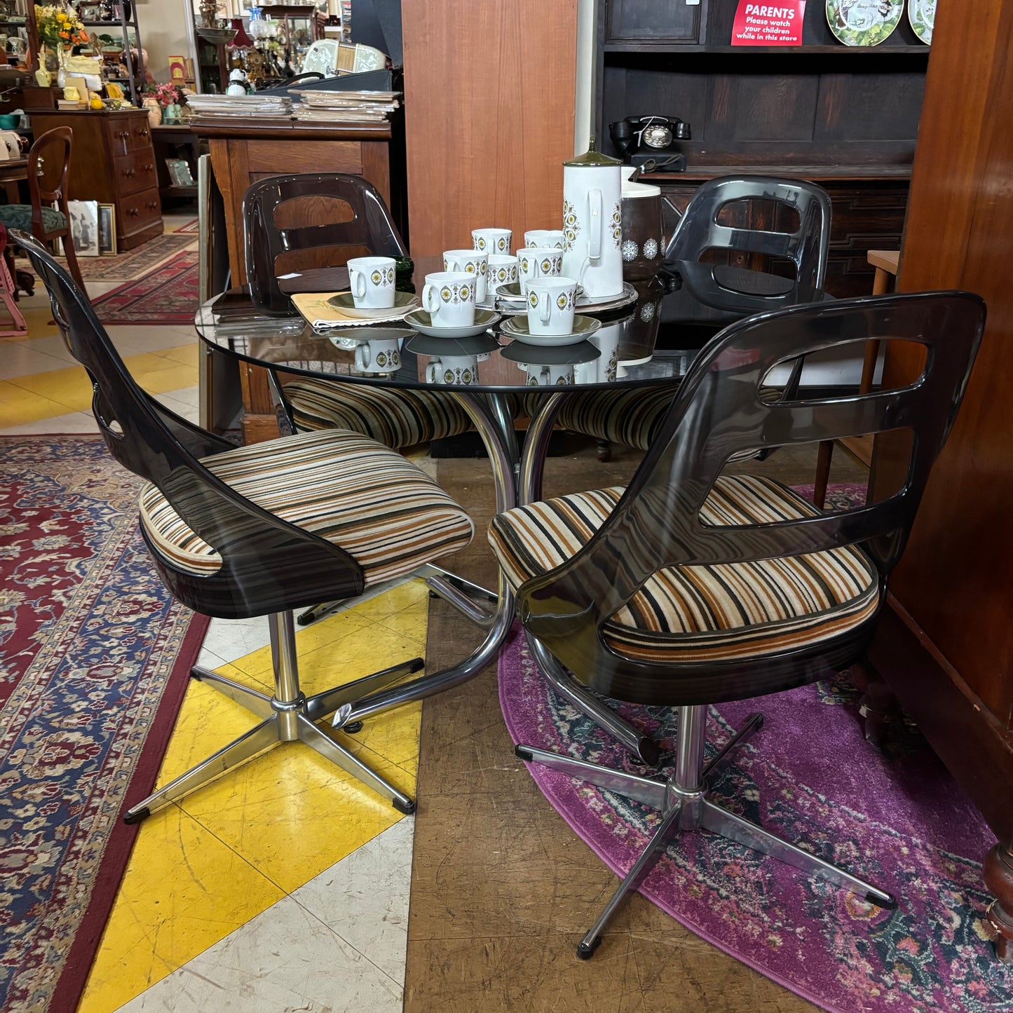 1981 PSP Italy Smoked Glass Dining Suite