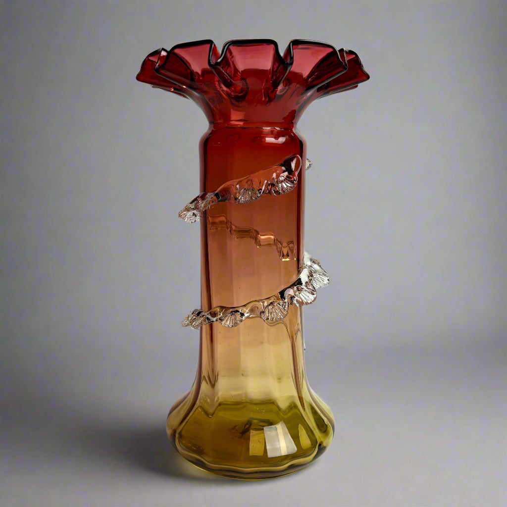 Victorian Amberina Glass Vase