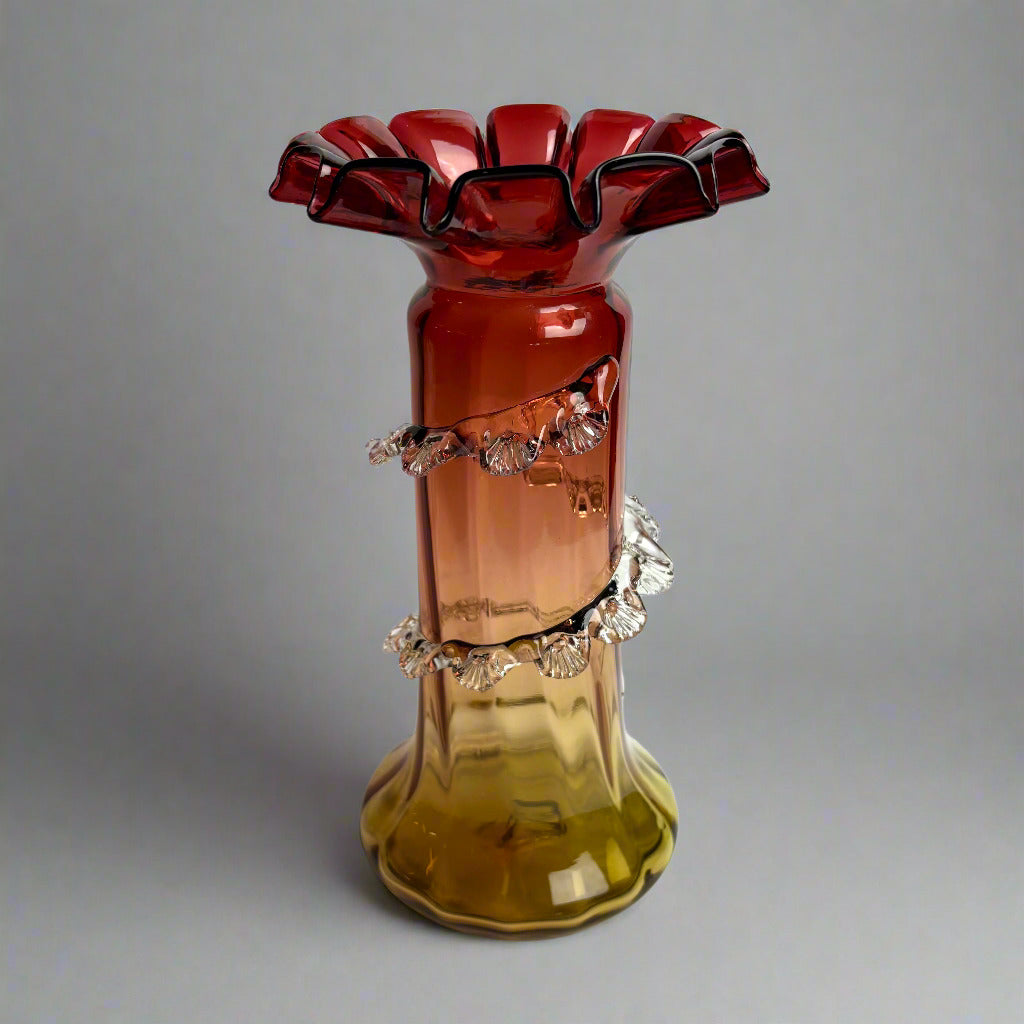 Victorian Amberina Glass Vase