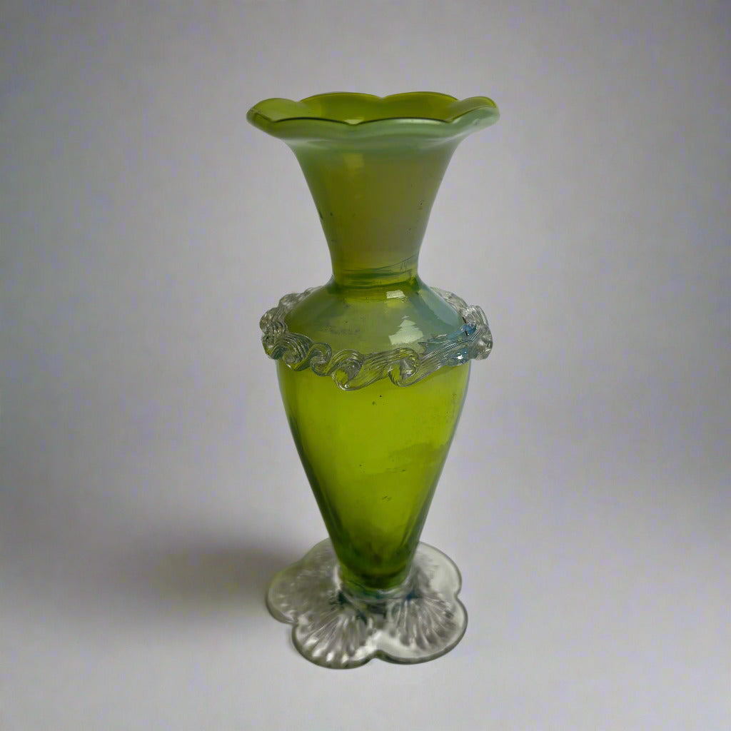 Victorian Green Kralik vase, slight uranium glow