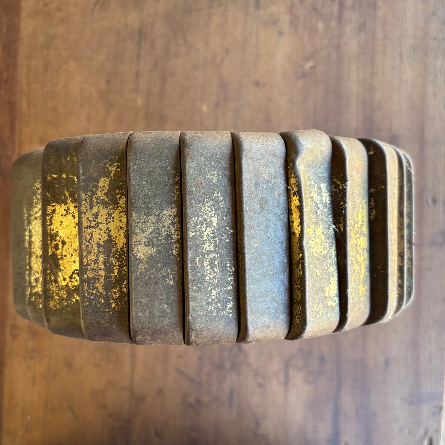 Handmade Folk Art Tobacco Tin Metal Bowl / Sculptural Dish